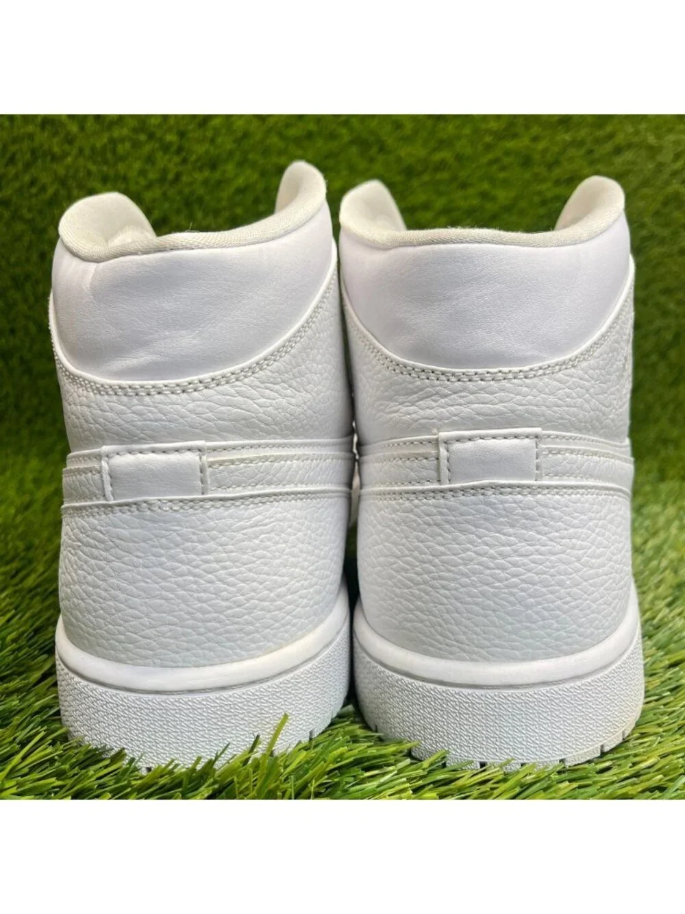 Nike Air Jordan 1 Mid Triple White Mens Size 14 Leather Basketball Shoes Sneaker